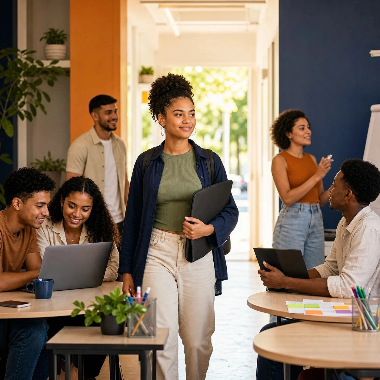 Jovens participantes do Talentos do Futuro em ambiente de aprendizagem
